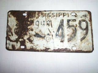 Mississippi Antique Car License Plate Tag Embossed Pressed Steel Low 459