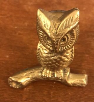 Antique Brass Owl On A Log