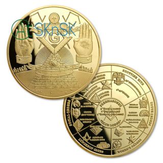 Masonic Challenge Coin Grand Lodges Freemasons Brotherhood Collectible Badge