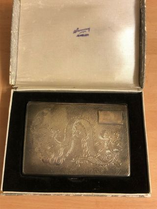 Rare Antique Chinese Export Silver dragon cigarette case circa 1900 - 1930 3
