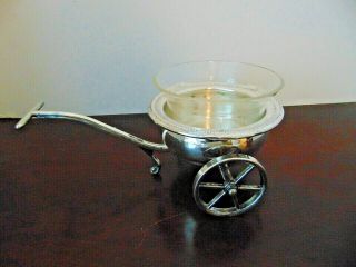 F B Rogers Silver Co 1883 Wheeled Cart Wagon Condiment Dish Vintage