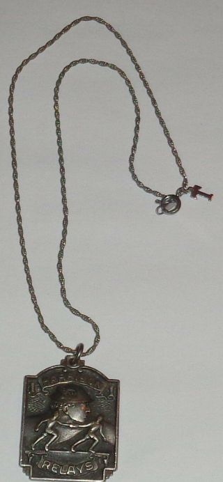 Vintage Antique Mens Track And Field Relays Medley Medal Award W/ Chain