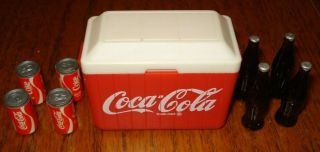 Vintage Doll Accessories Coca - Cola Cooler,  Coke Bottles & Cans