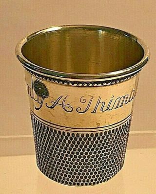 Vintage Thomae & Co Sterling Silver Jigger Shot Glass " Only A Thimble Full "