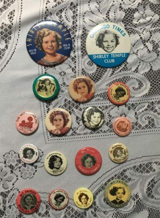 17 Vintage Shirley Temple Pins Buttons 1930 