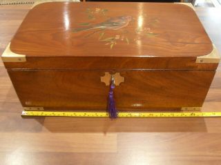Victorian Brass Bound Mahogany Campaign Writing Slope With Later Painting