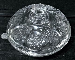 Antique Sandwich Glass " Flowered Ovals " Eapg Flint Glass Covered Butter Dish