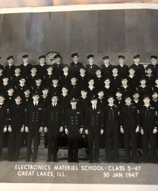 Vintage Antique 1947 United States Navy Great Lakes Illinois School Class Photo