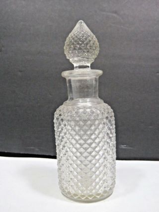 Antique English Hobnail Perfume Bottle Ground Stopper 5.  5 " Clear