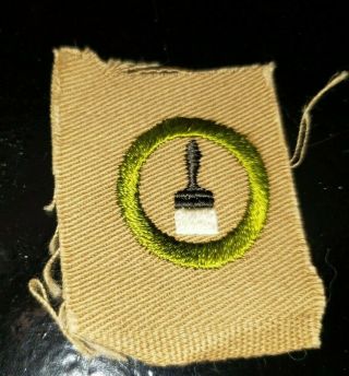 Boy Scout Old Square Merit Badge Painting Unsewn