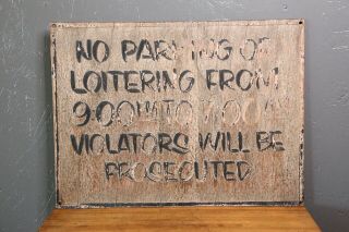 Antique Vintage No Parking Wood Sign Weathered Violators Prosecuted Funeral Etc