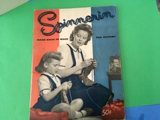 Spinnerin Craft Knitting Patterns 1943 For Servicemen,  Til Victory History