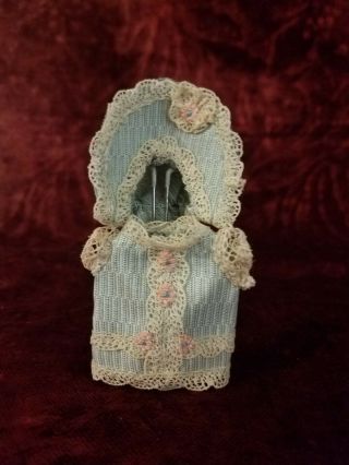 Tiny Mignonette,  Silk Dress & Hat For Antique All Bisque 3 ½” Antique Doll