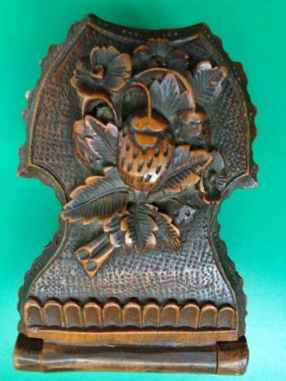 Antique Treen Victorian Black Forest Carved Wooden Pocket Watch Display Holder