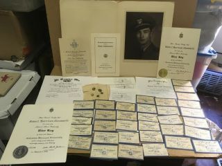 Vintage Masonic Mason / Fraternal Blue Key Certificates / Membership Card,  Pins