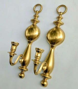 Wall Candle Sconces Gold 1970s Vintage Hollywood Regency Faux Brass 15 " Pair