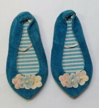1960s Vintage Chatty Cathy Doll Shoes - Turquoise Blue