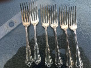 6 Vintage Reed & Barton 1896 Carlton Silver Plate Dinner Forks 7 1/4 "
