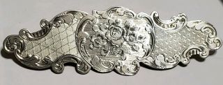 Antique Sterling Silver Hand Etched Floral Brooch Pin - 13.  36 Grams Solid.  925