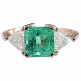 Art Deco Vintage 4.  20 Ct Emerald Green Sapphire 925 Silver Antique Wedding Ring