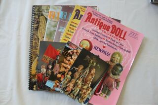 Antique & Collectible Dolls Magazines,  5 Various,  3 Postcards