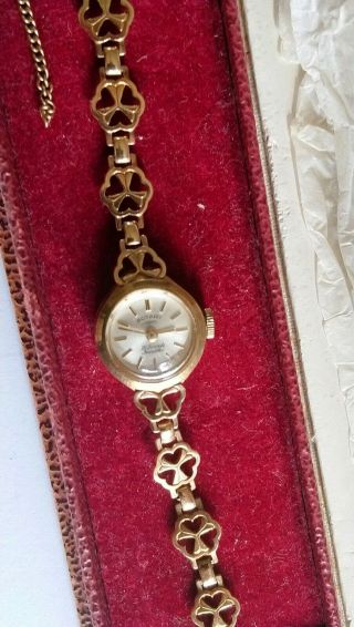 9ct Gold Case And Bracelet Vintage Rotary Incabloc Ladies Watch