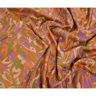 Tcw Vintage Saree 100 Pure Silk Printed Sari Craft 5 Yard Decor Fabric 2