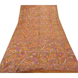 Tcw Vintage Saree 100 Pure Silk Printed Sari Craft 5 Yard Decor Fabric 4
