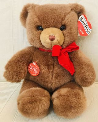 Vtg 1983 Gund Karitas Brown Tender Teddy Stuffed Plush Bear Animal Toy E
