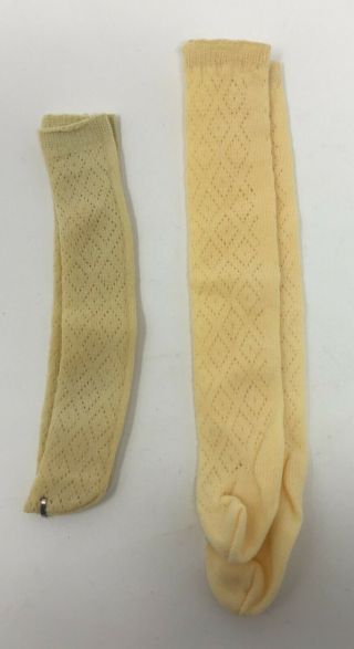 Vintage Antique Two Pairs Cream Color Doll Long Textured Stockings Socks