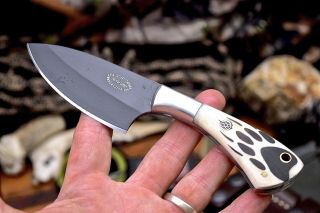 Cfk Handmade 1095 Bear Paw Scrimshaw Bone Small Hunting Skinning Blade Knife