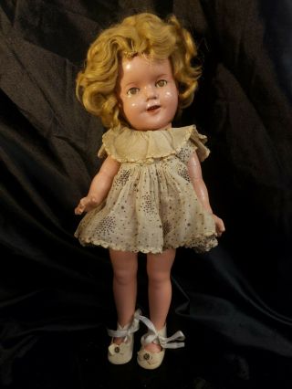Vintage 12 " Ideal Shirley Temple Composition Doll With Dress And Shoes
