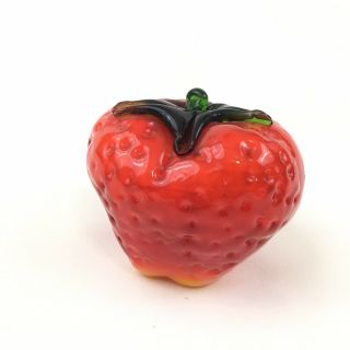 Vintage Hand Blown Glass Murano Style Strawberry Glass Fruit