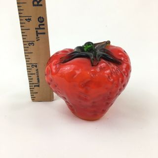 Vintage Hand Blown Glass Murano Style Strawberry Glass Fruit 7