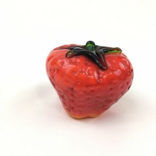 Vintage Hand Blown Glass Murano Style Strawberry Glass Fruit 8