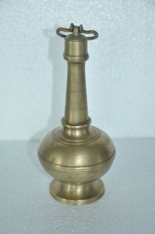 Old Brass Handcrafted Unique Shape Long Line Engraved Holy water Pot 3