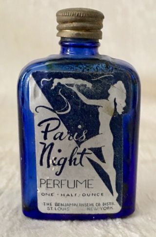 Vintage Paris Night Cobalt Blue Art Deco Perfume Bottle