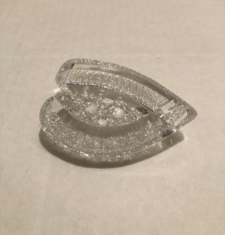 Vintage Cut Crystal Glass Heart Shaped Trinket Vanity Dish Tray