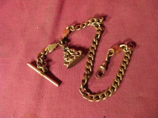 Antique 15 1/2 " Gold Filled Pocket Watch Chain W/ Fob Etc