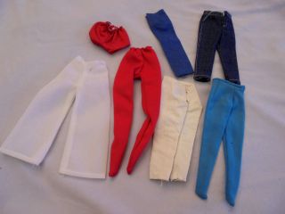 Barbie Mixed Clothes Found In A Barbie Case,  6 Pants,  Red Shorts,  Vintage