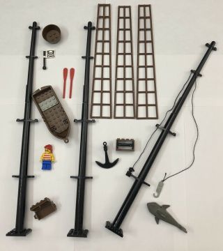 Lego Black Seas Barracuda Pirate Ship Replacement Parts 3 Mast Sections/rigging