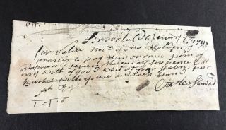 Antique Promissory Note Currency Brookfield Vt Howard Holden 1700 