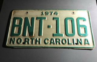 Vintage Antique Automobile Muscle Car 1974 North Carolina License Plate 74 Nc.
