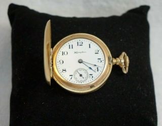 1909 Hampden Molly Stark 3/0s 7 Jewels Pocket Watch W/dueber Special Gf Case