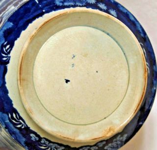 Antique 1830 ' s Historical Dark Blue Staffordshire Bowl - Ruin & Fishing Scenes 7