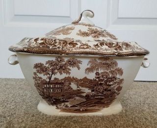 Antique Royal Staffordshire Clarice Cliff Rectangular Soup Tureen