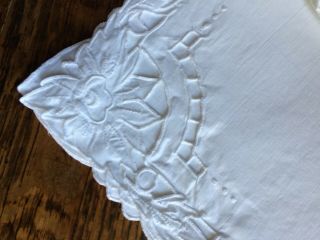 OLD VINTAGE LACE TABLE NAPKINS,  SET x 8,  EMBROIDERY & CUT LACE HAND WORKED,  42x42CM 4