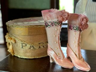 Artisan Miniature Dollhouse Vintage Fabulous Victorian Ladies Boots Leather Silk