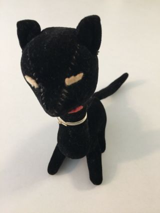 Funky Vintage 60’s Black Velvet Stuffed Siamese Cat Plush Made In Japan