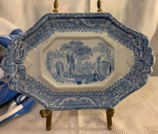 Antique Blue Transferware Ironstone Tray Plate C 1851 - 1864